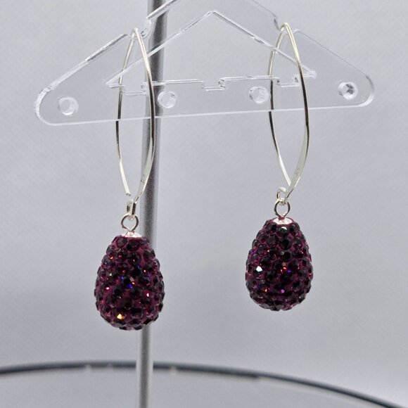 Hand Crafted Purple Drop Earrings - Picture 6 of 9